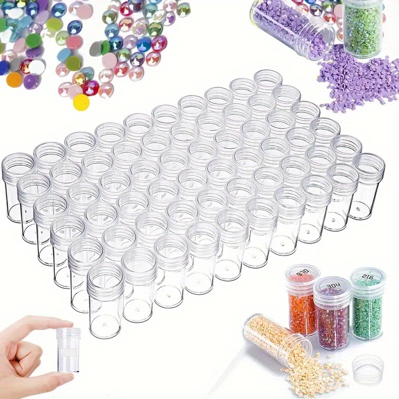 

60 Boîtes de Rangement Rondes pour Perles - Rangement en Plastique Durable pour Peinture au Diamant, Bijoux, Pilules et Plus - Kit d'Accessoires de Bricolage Portable