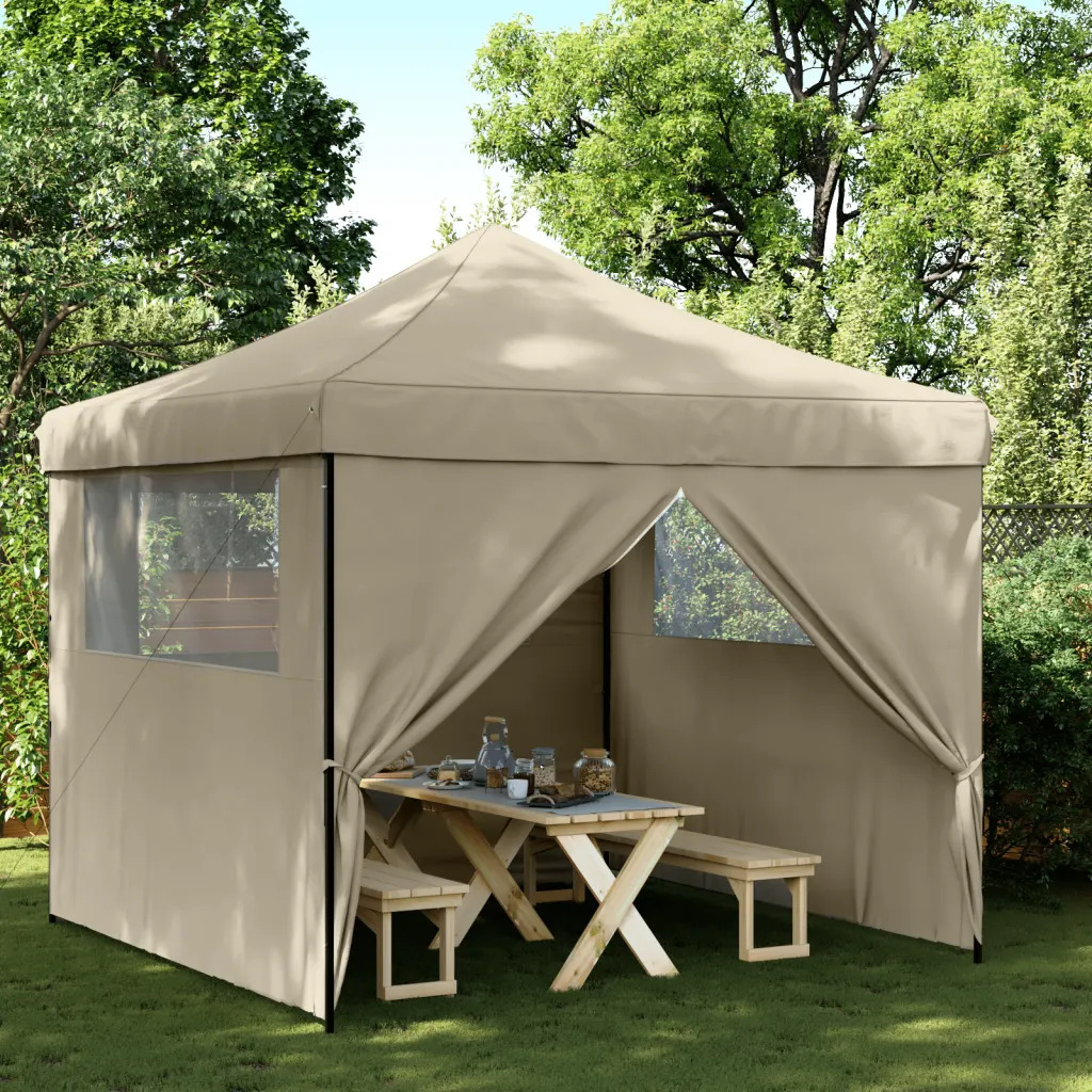 

Party Tent Foldable Pop-up With 4 Side Parts Taupe