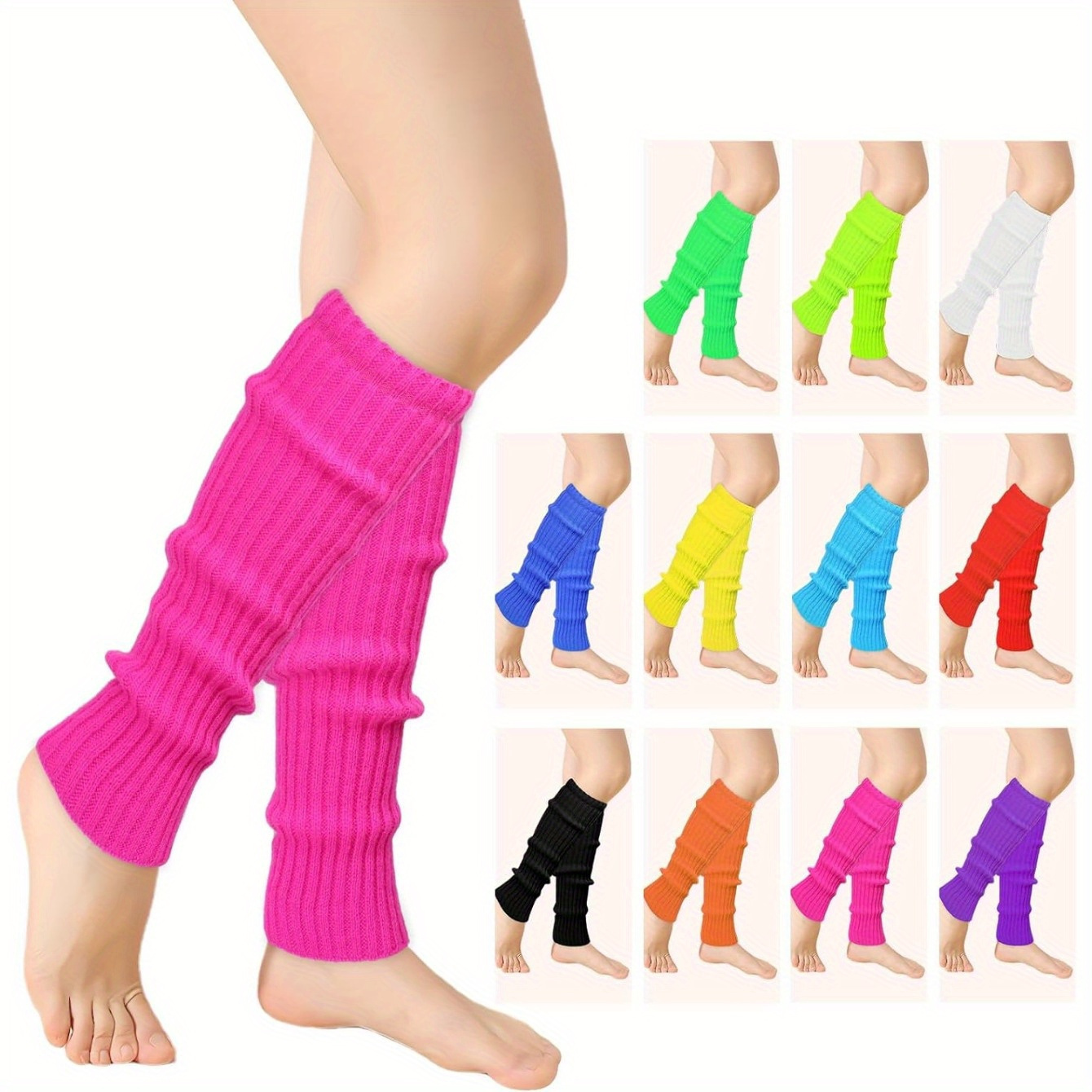 

1 Pair Solid Knit Leg Warmers For Party, Trendy Comfy & Breathable Boots Socks, Women's Stockings & Hosiery