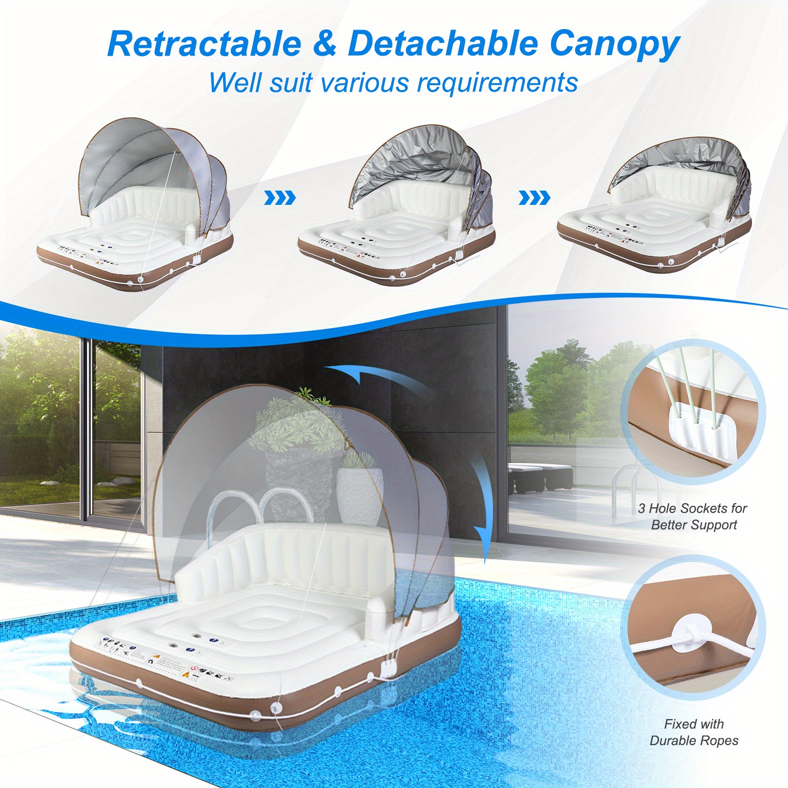 Asiento Acuático Flotante Para Piscina – Red De EPE De 34x34x6.5 Cm, Ligera Y Reutilizable, Para Adultos Y Principiantes