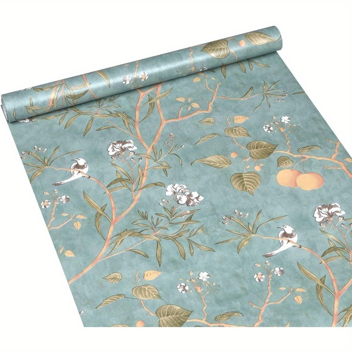 

Landscape Self-adhesive Wallpaper - 1 Roll, Offset Matching Peel And Stick Decorative Wall Covering With Birds And Floral Patterns