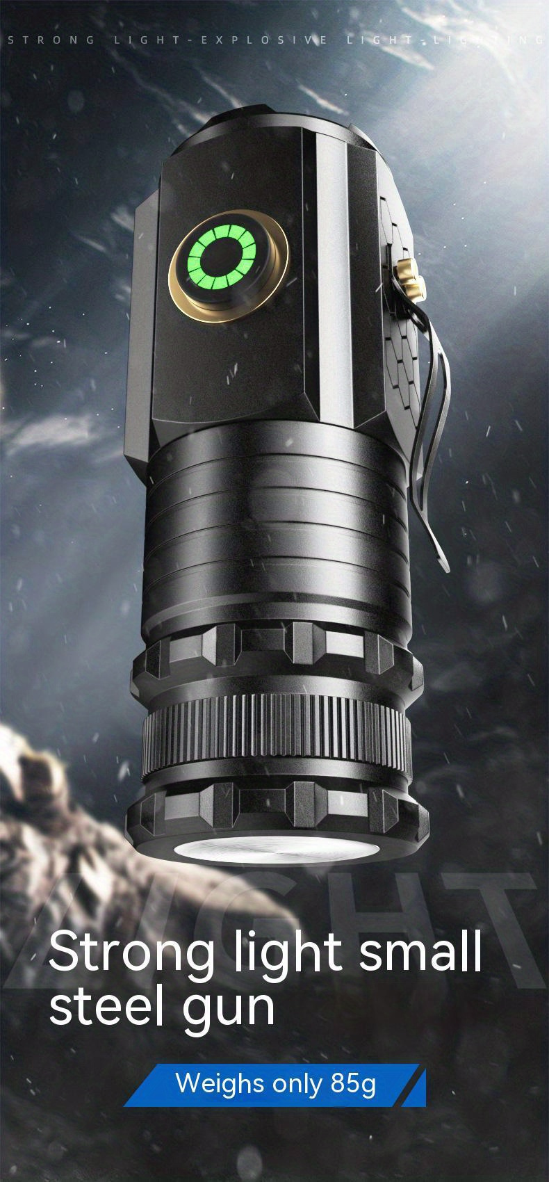  compact 3000lm led flashlight with magnetic base usb c rechargeable battery aluminum alloy long range household use details 0