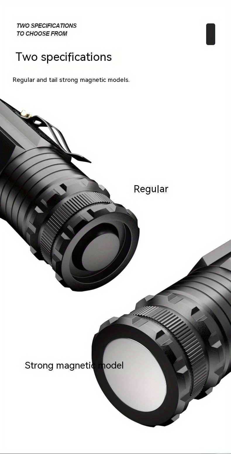 compact 3000lm led flashlight with magnetic base usb c rechargeable battery aluminum alloy long range household use details 8