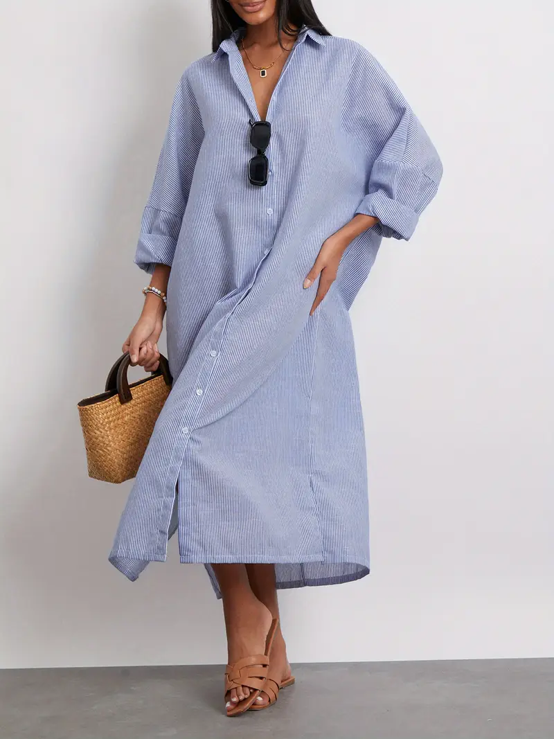 womens light blue striped shirt dress long sleeve turn - Temu womens light blue striped shirt dress long sleeve turn - Temu