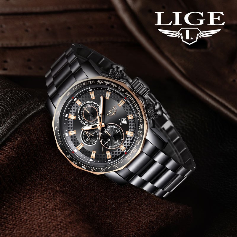 

Lige Business Quartz Watch With Classical Steel Strap , Date/ Function, Suitable For Men And Women For Birthday/ Holiday Gift