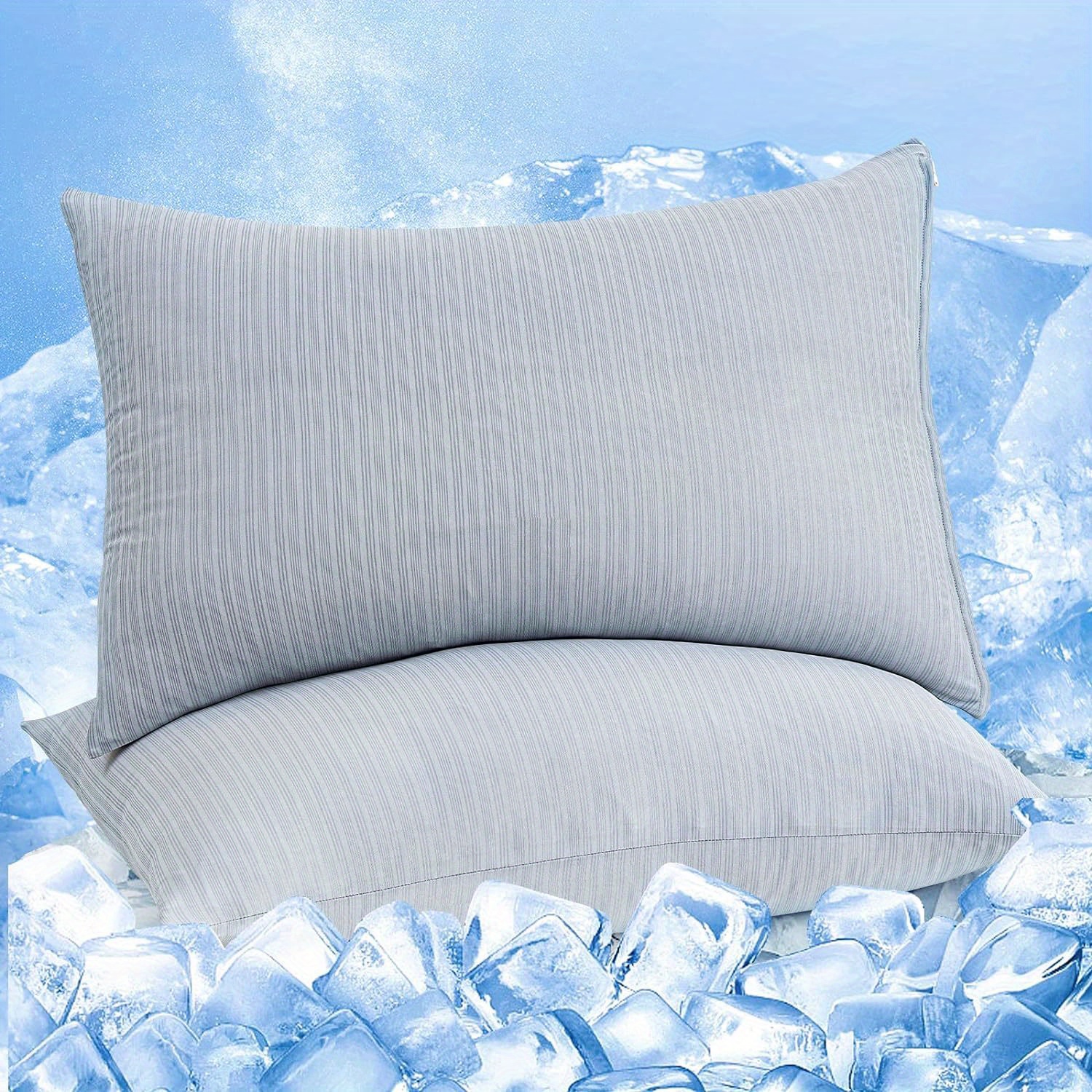 

Cooling Pillow Cases 2 Pack, 0.4 Cooling Pillowcases For Hot Sleepers, Cool Summer Pillow Cover With Double-side Design & Hidden Zipper (20"x26")