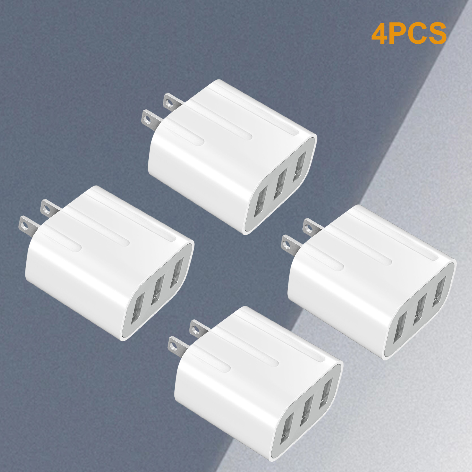 

Usb Wall Charger, Charger Adapter, 3 Port Quick Charger Plug Cube For Iphone 14 13 12 11 Pro Max 10 Se X Xs 8 Plus For Samsung Galaxy S22 S21 S20 Power Block Fast Charging Box Brick 4-pcs