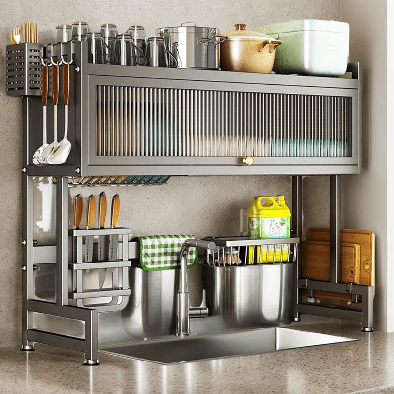 stainless steel sink dish drying rack multi tier kitchen Temu Canada