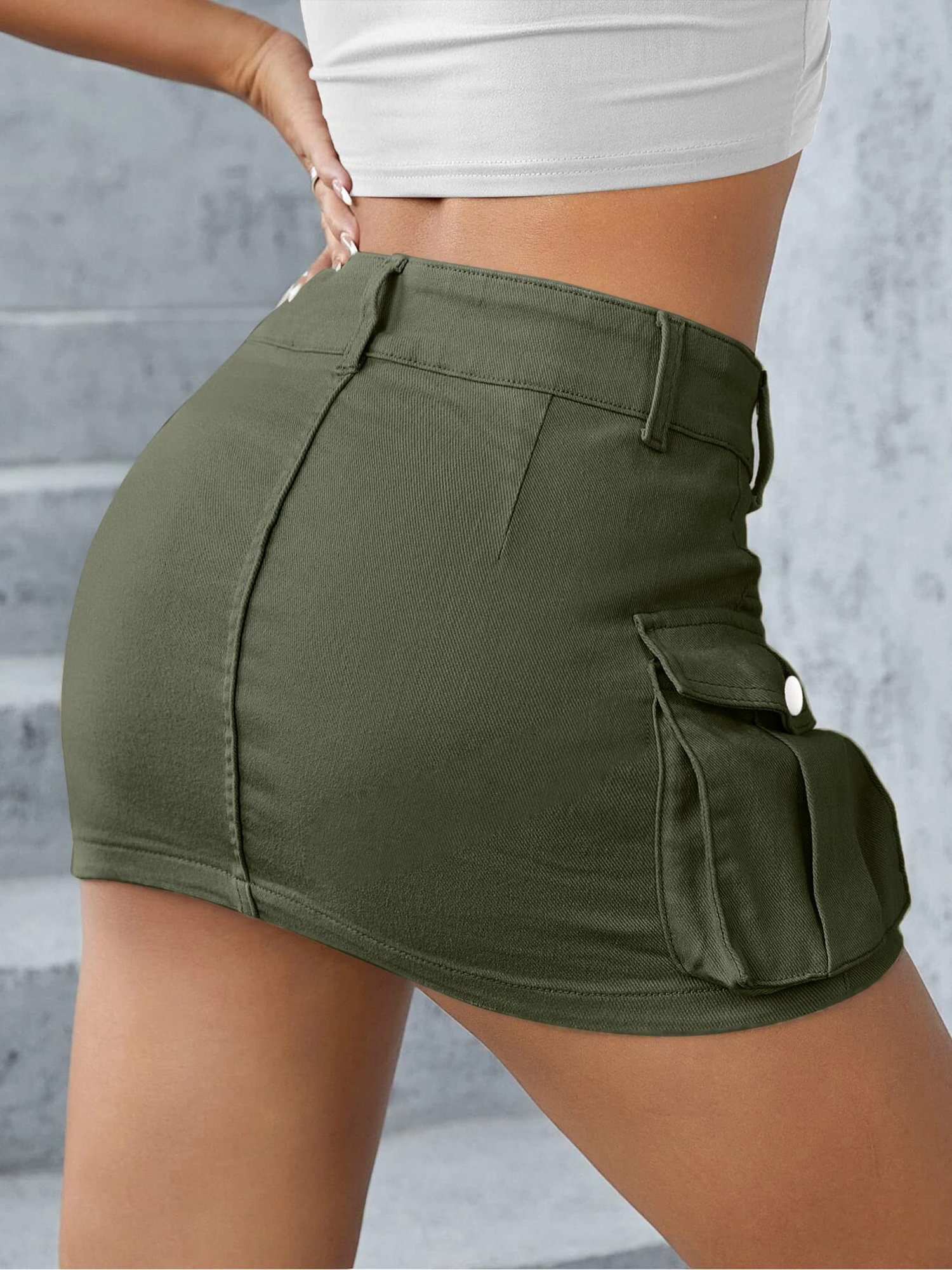 womens vintage cargo mini skirt low elastic waist - Temu