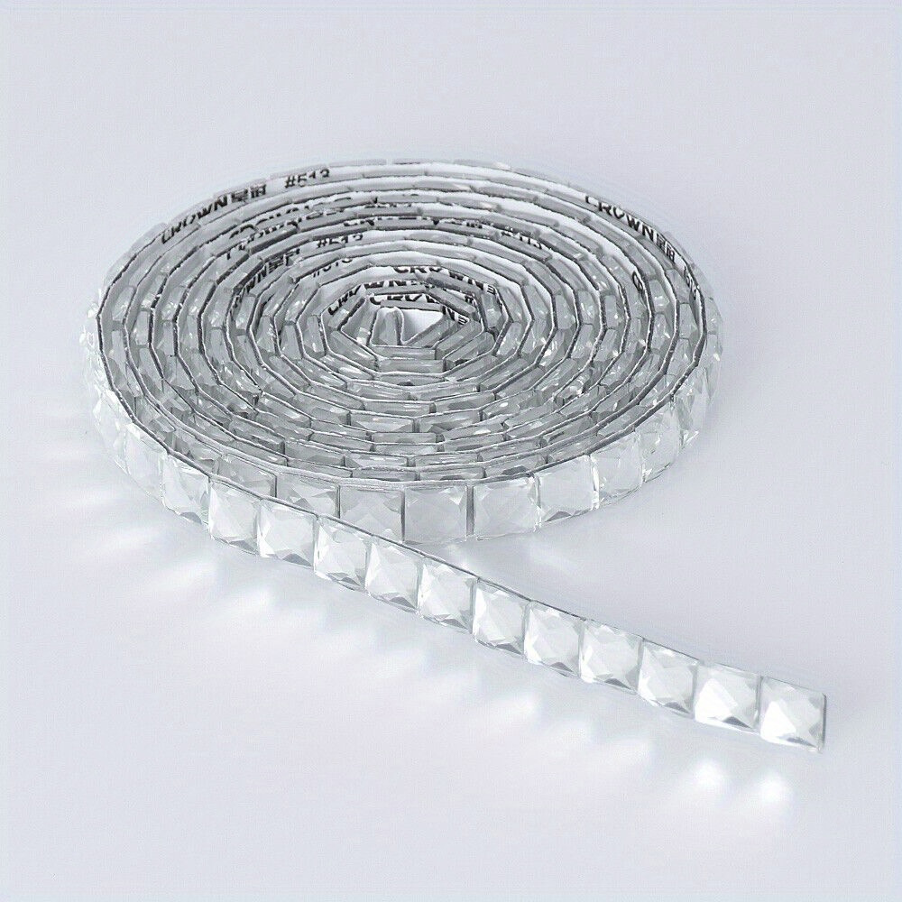 1pc White Self-adhesive Mosaic 3d Glass Diamond Sticker (2m) 1cm Style