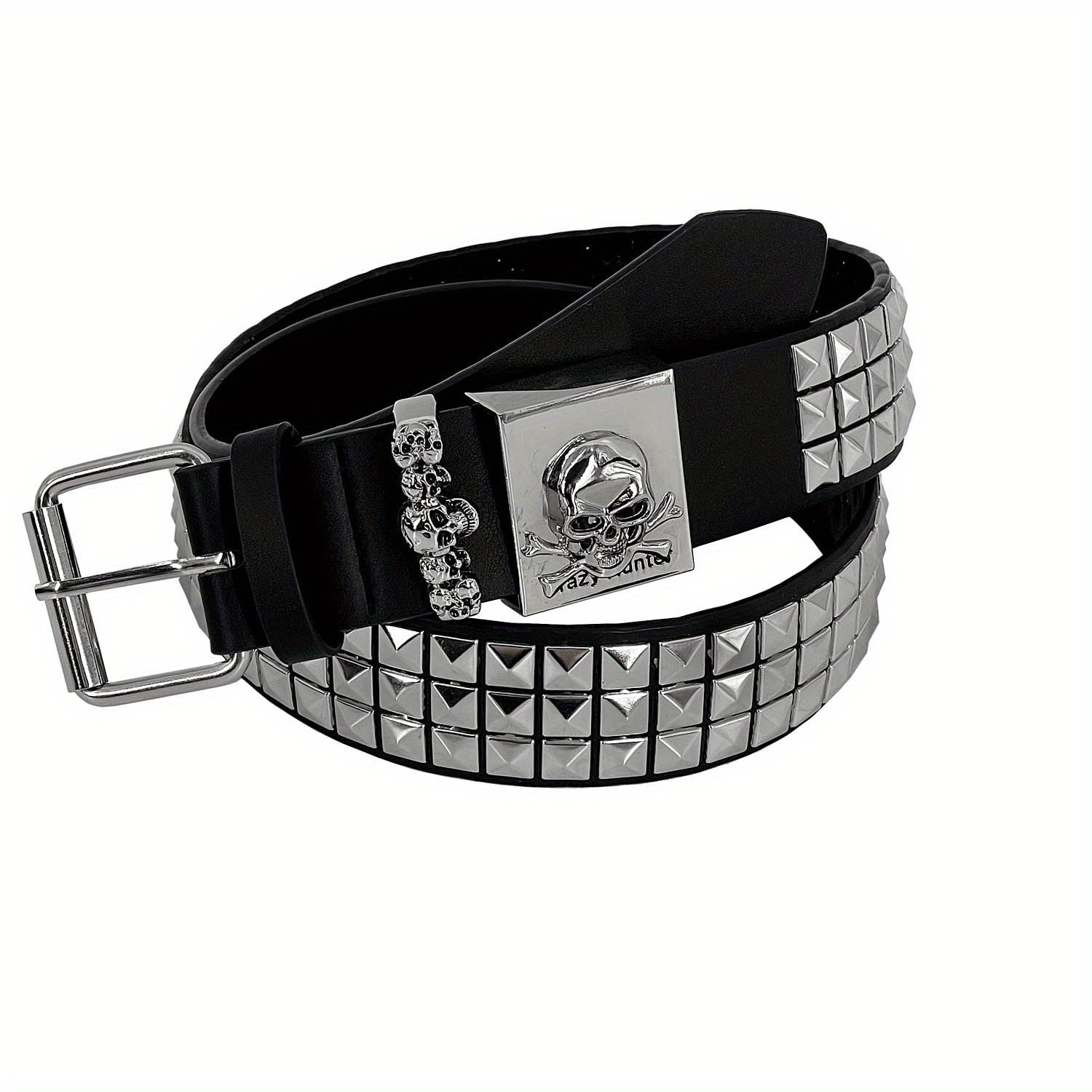 

Goth Black Studded Belt Punk Rock Rivet Belt Grommet Threads Bling Belt With Bright Metal Pyramid For Women