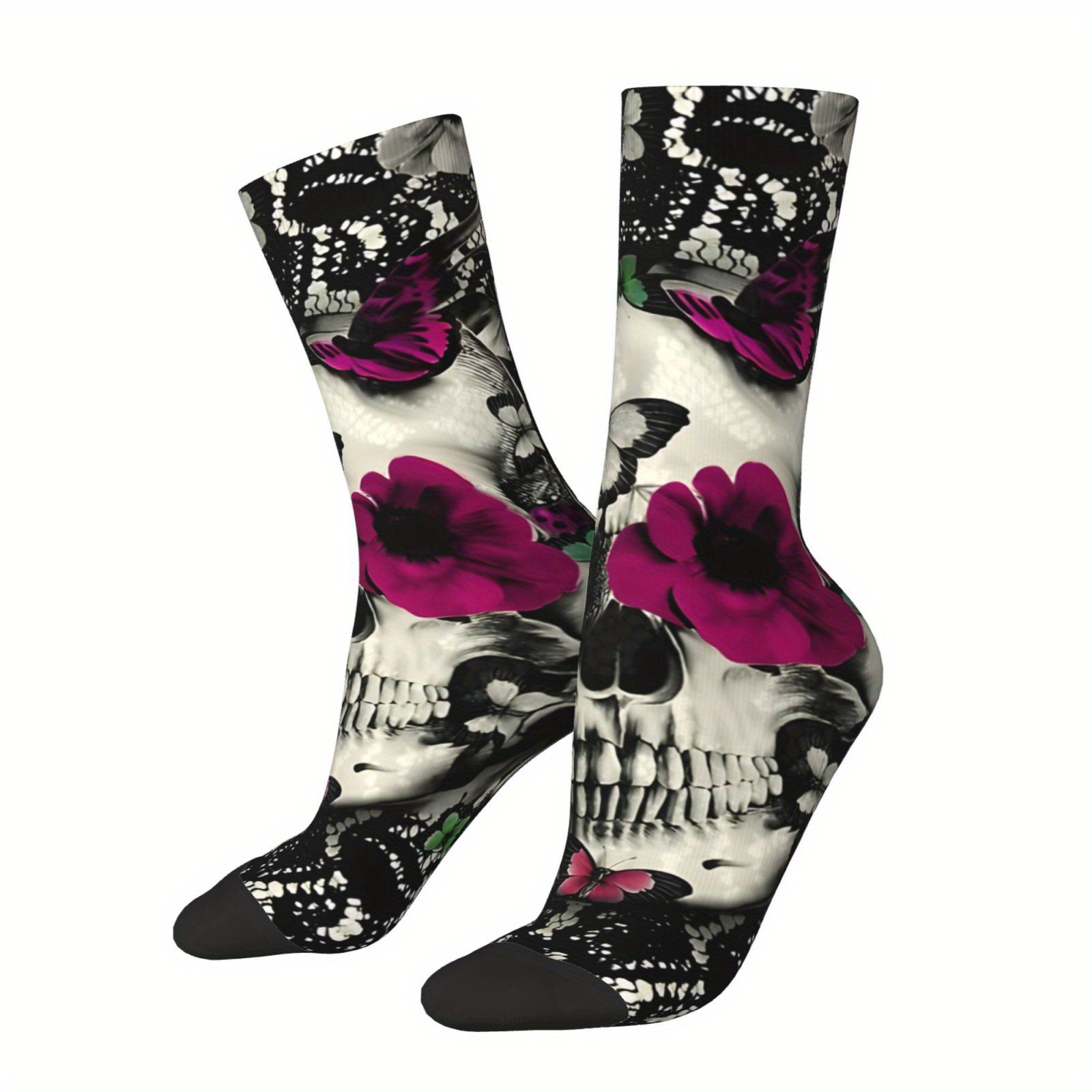 

Men's Hip Hop Gothic Skull Socks - Seamless, Fun Novelty Crew Socks With Lace Detail, Sports & Gifts, Hip Hop, Socks, Lace Skull, Novelty, Harajuku