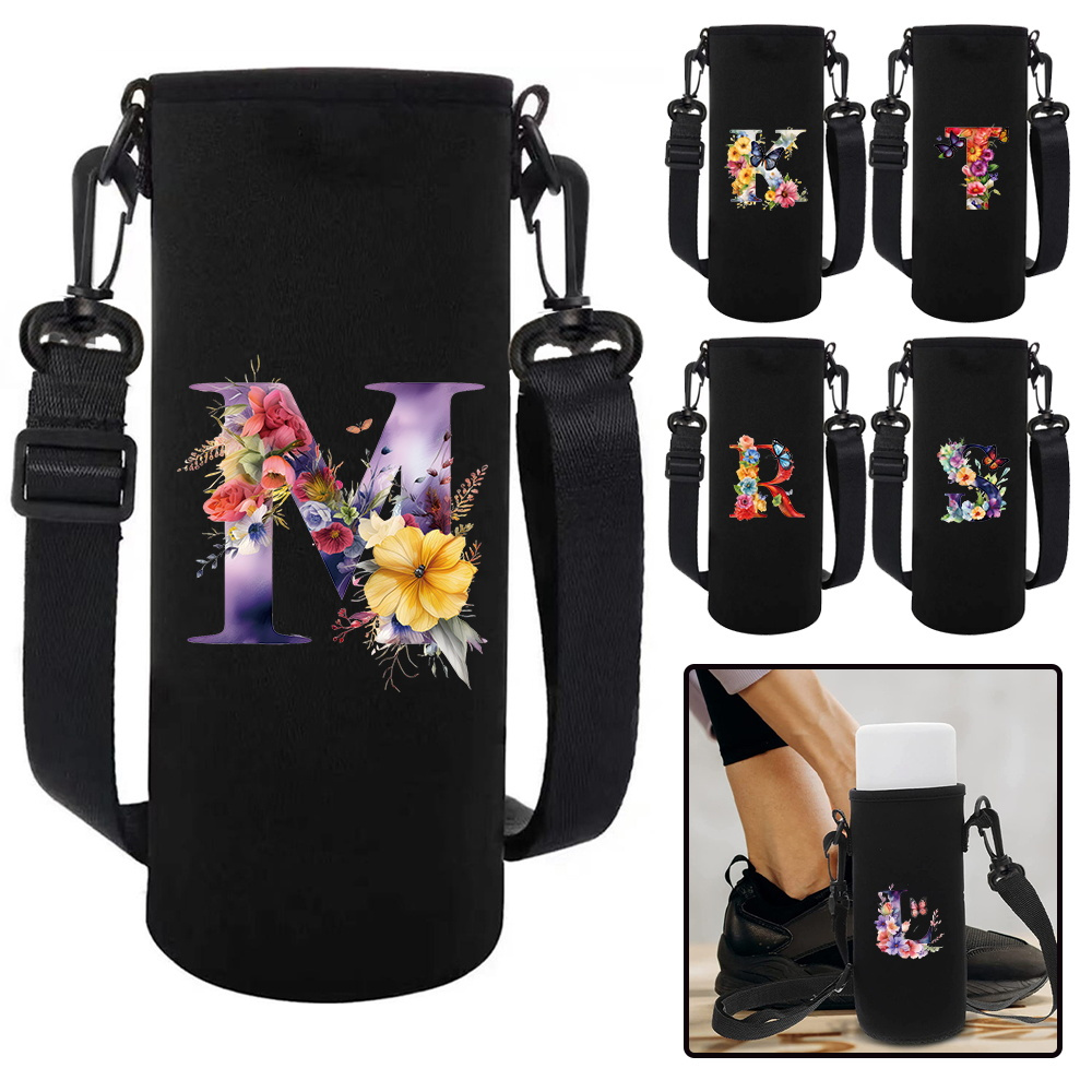nylon water bottle carrier sleeve strap letter