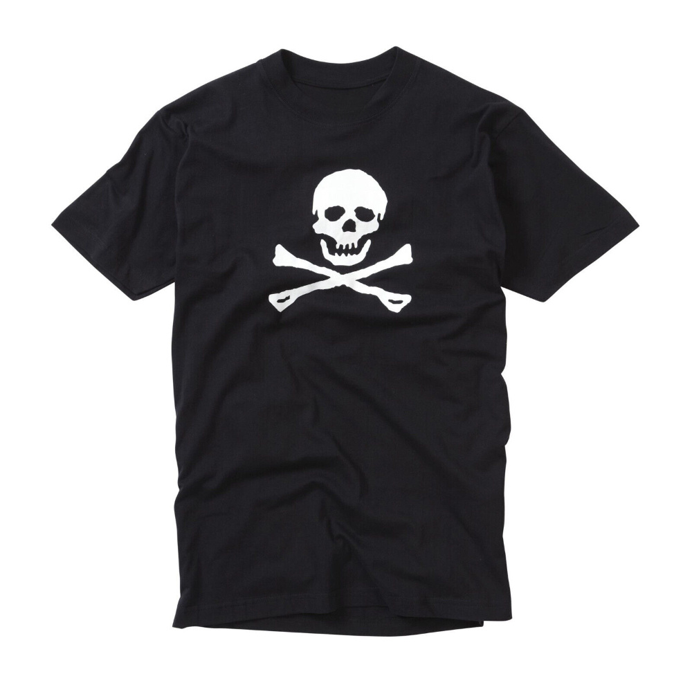 

Skull And Crossbones T Shirt Printed Short Sleeve Cotton White Top