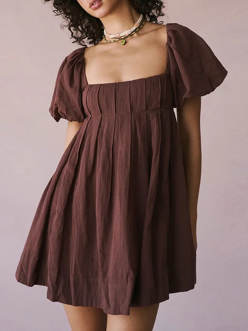 chic summer babydoll dress women solid rust orange puff - Temu chic summer babydoll dress women solid rust orange puff - Temu