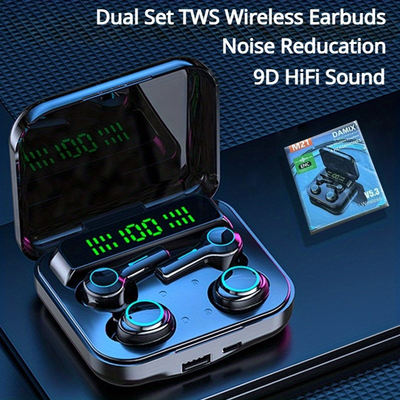 

Dual Set Hd Audio Headphone Hands-free Calls Intuitive Touch Control Earphone Perfect For Android & Ios Devices Immersive Gaming & Sports Experience With Charging Case