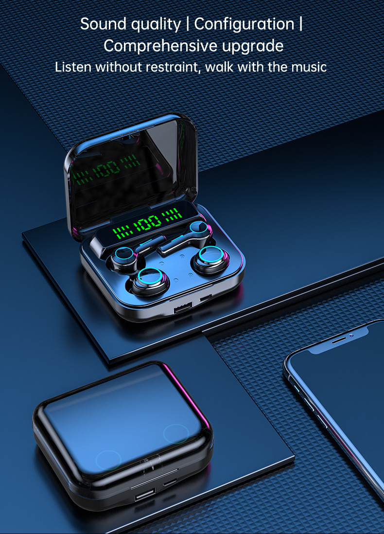  hd audio headphone hands free calls control earphone android ios devices gaming with charging case details 0