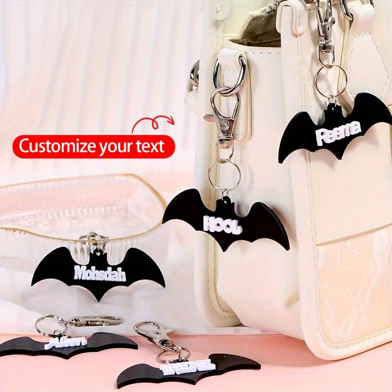 

Personalized Acrylic Keyring: Custom Names On Bat-shaped Keychains - Christmas Gifts Or