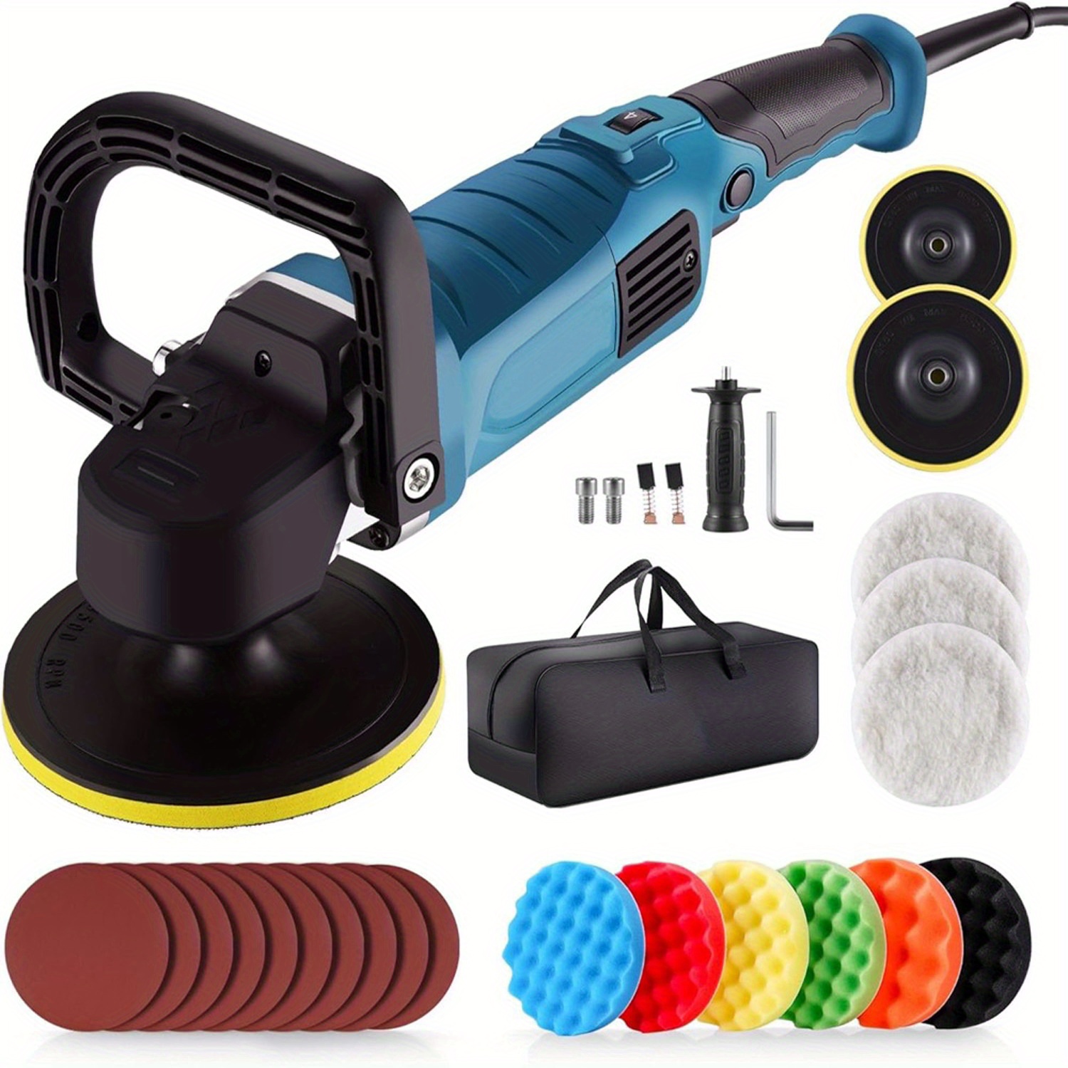 

Buffer Polisher, 1800w 6 Inch/ 7 Inch Rotary Buffer Polisher Waxer, 750-3100rpm Car Buffers And With 6 Variable Speeds, For Car, Boat, Furniture, Floor