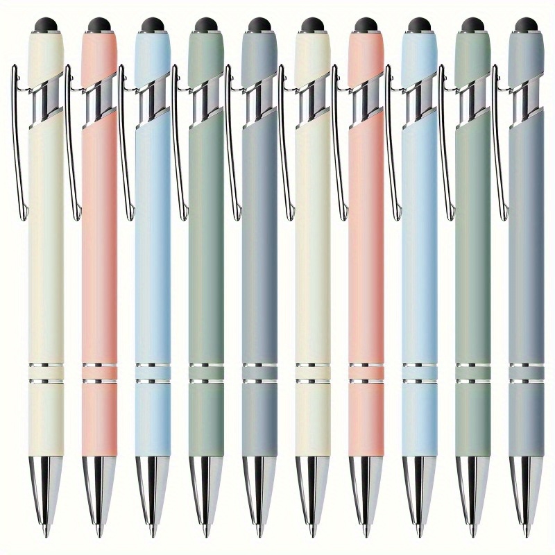 

5-pack Multifunctional Metal Retractable Ballpoint Pens With Stylus Tip - Medium Point, Smooth , Non-slip Grip, Compatible With All Touchscreen Devices - Ideal For Everyday Use, Age 14+