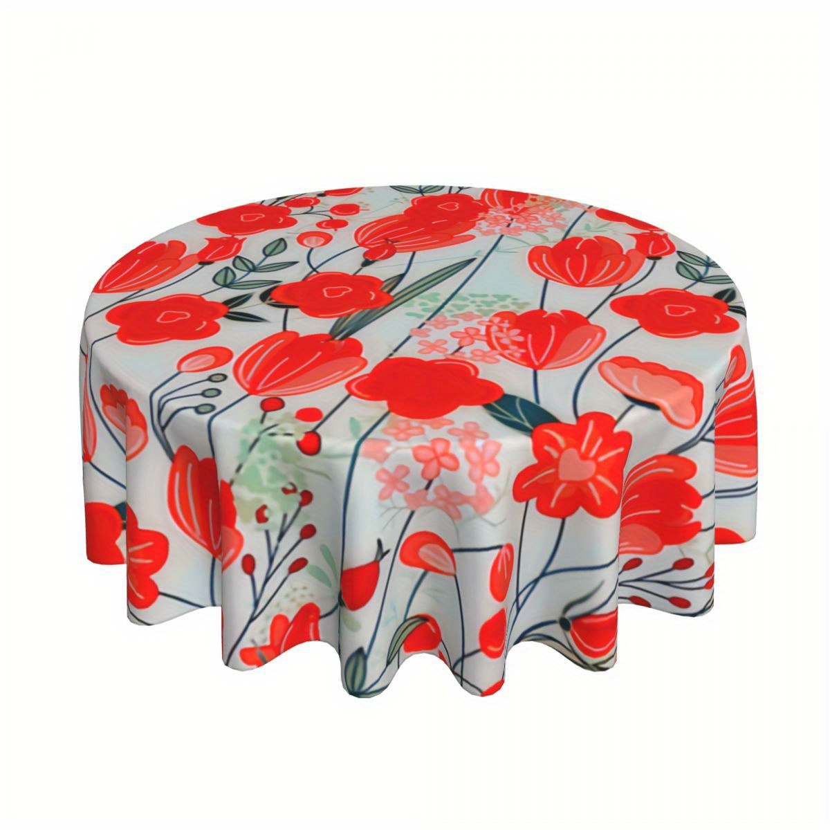 

1pc Nappe Ronde en Polyester à Floraux - Imperméable, Résistante à l'Huile & Isolante Thermique, Parfaite pour la Décoration de Table de Fête de Noël, Nappe de Noël