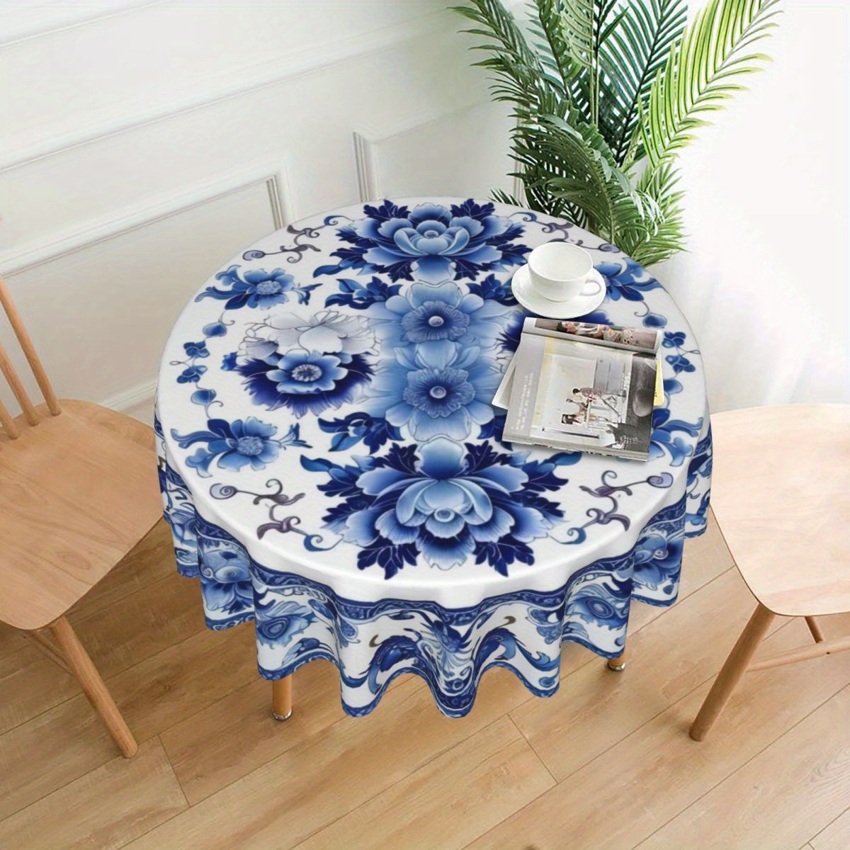 

1pc Round Polyester Tablecloth - , Oil-, -insulating, -repellent, - Dining & Table For Parties, , And Use