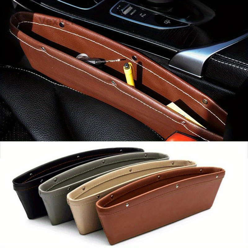 1pc pu leather car seat   storage organizer pocket for phone keys glasses wallet cards cables details 1