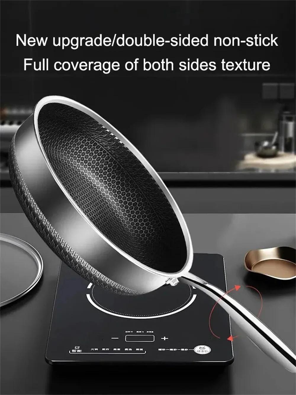 versatile tri ply stainless steel frying pan with glass lid honeycomb design for   cooking dishwasher safe compatible with all stove types details 4