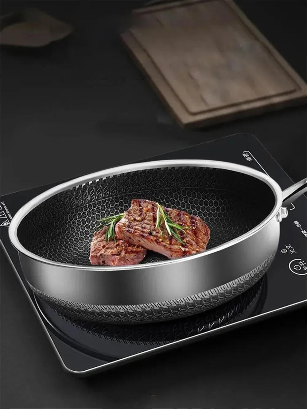 versatile tri ply stainless steel frying pan with glass lid honeycomb design for   cooking dishwasher safe compatible with all stove types details 8