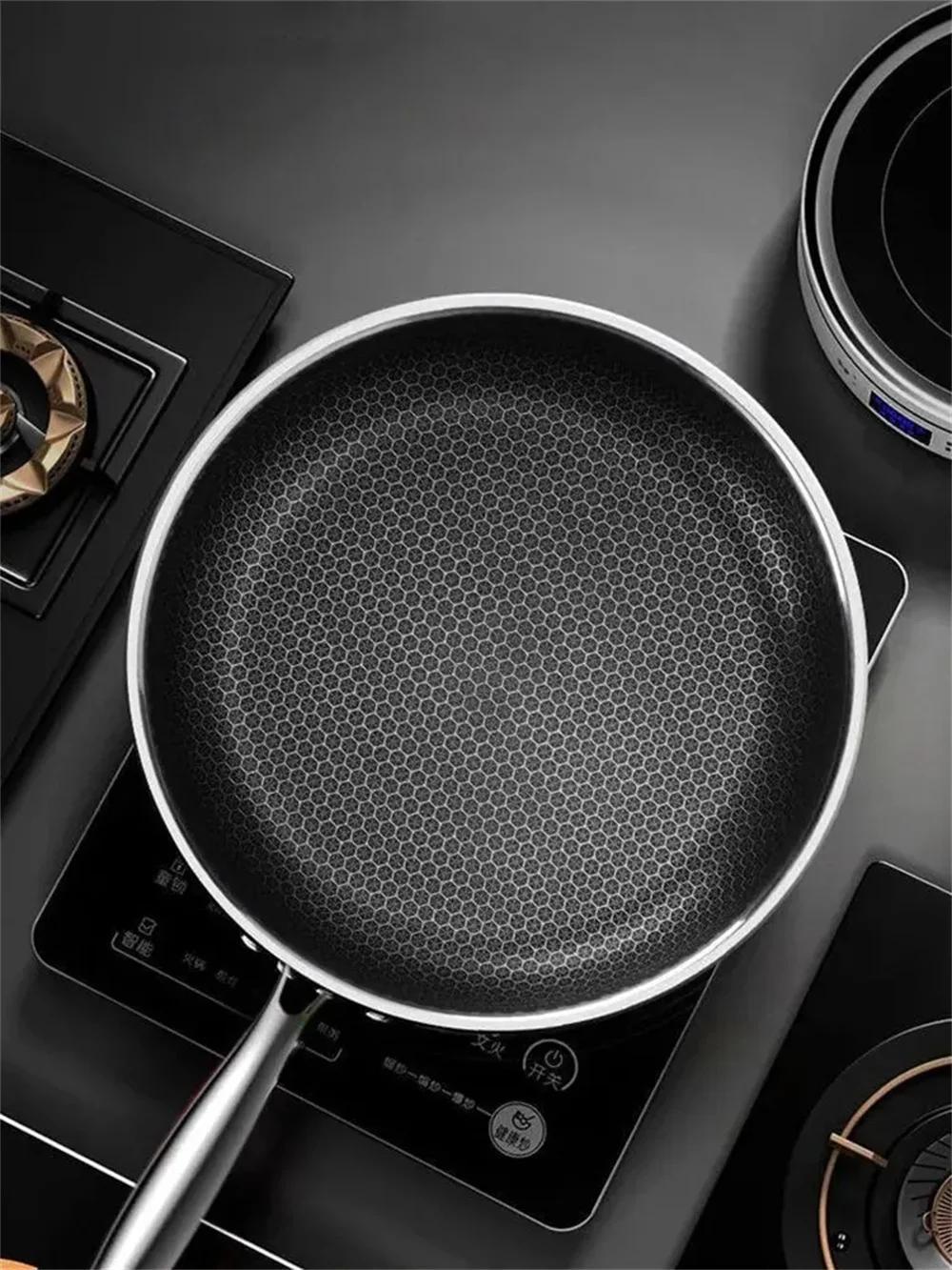 versatile tri ply stainless steel frying pan with glass lid honeycomb design for   cooking dishwasher safe compatible with all stove types details 9