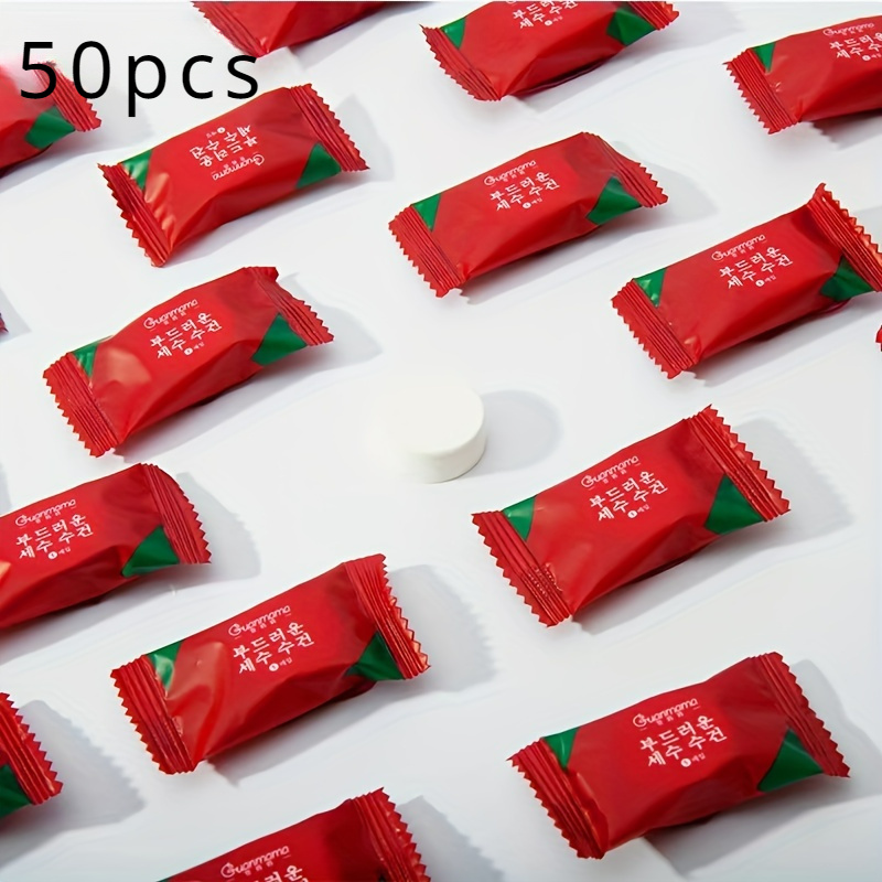 Image of 50pcs, Disposable Compressed Towel, Outdoor Travel Convenient Face Towel, Hotel Travel Products Cleansing Towel