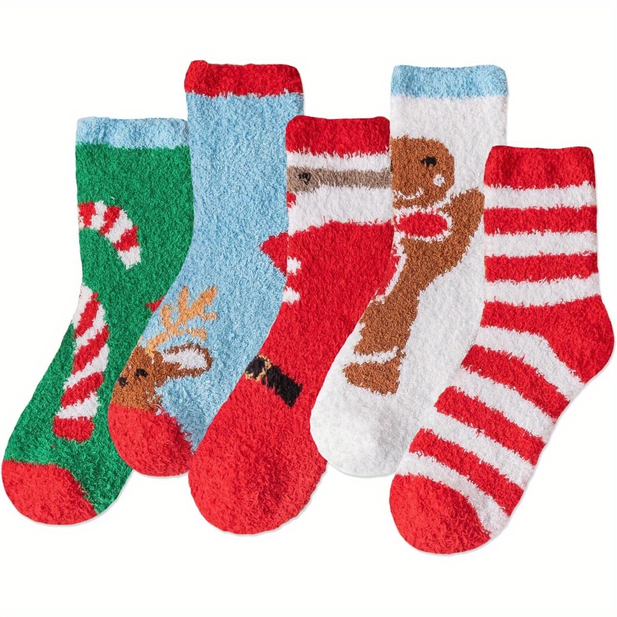 

5 Pairs Womens Super Soft Fuzzy Socks Winter Slipper Socks Cute Fluffy Sleeping Christmas Socks Gift (christmas - 5 Pairs)