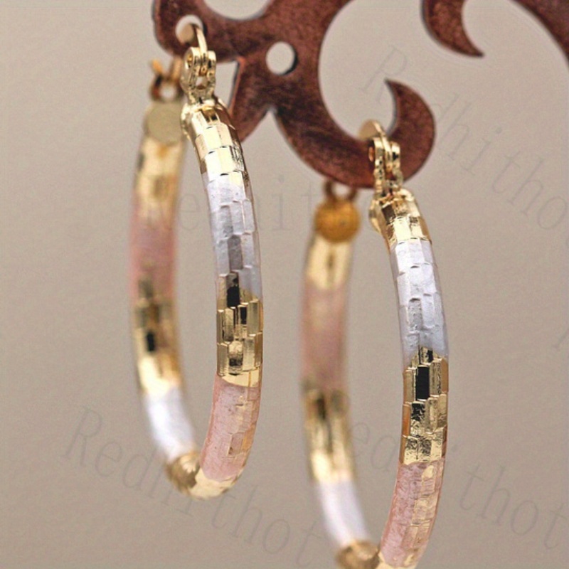 

1 Pair Tricolor Golden Elegant Style Copper Earrings Wedding Engagement Party Good For Lady Gifts