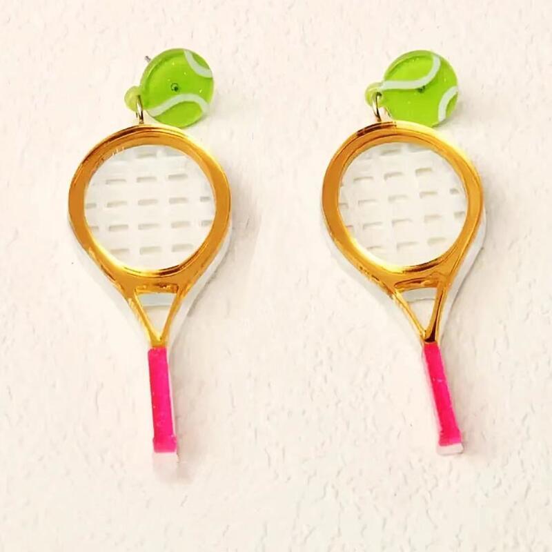 

2pcs Exquisite Tennis Racket Fashion Individuality Acrylic Multicolour Earrings Pendant Women Daily Party Gift