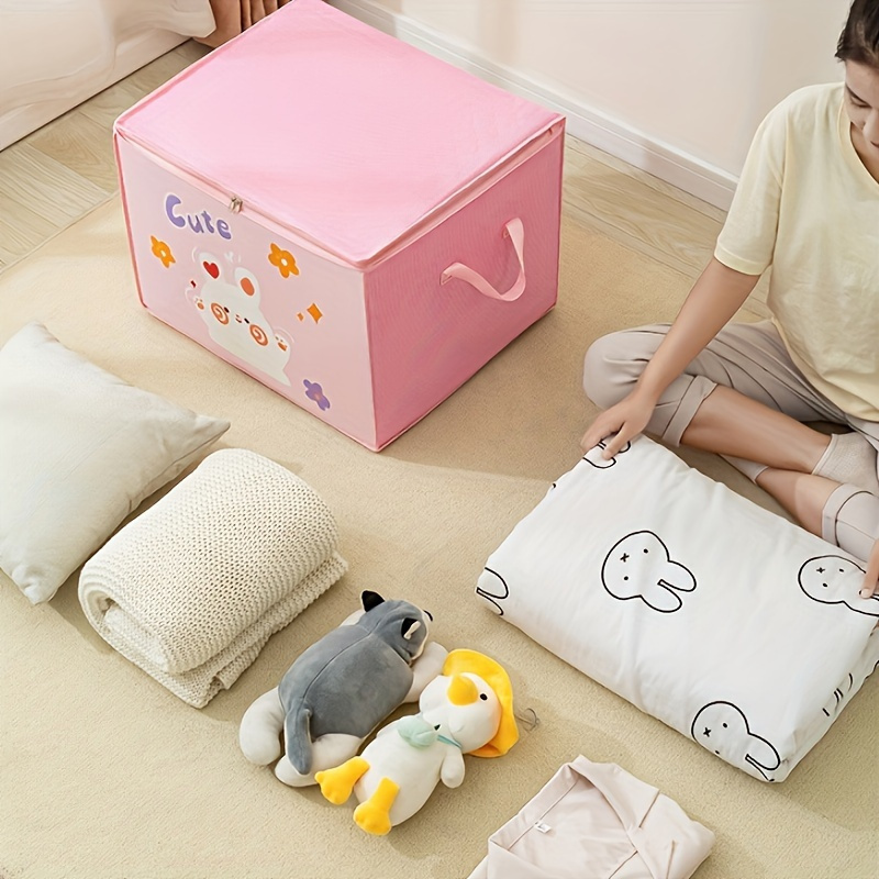 2024 autumn winter fabric storage bins   14 non woven cartoon design clothes quilt organizer moving packing bags   square boxes under 3 2 cubic feet 27 inches lightweight portable non waterproof ideal for toys seasonal clothing household items details 0