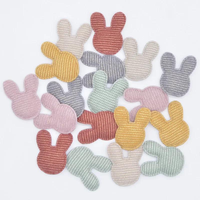 Image of Pack Of 50 Glittery Cloth Rabbit Appliqués Measuring 2.8 By 3.2 Cm, Perfect For Projects Like Hats, Clothing, Leggings, And Headwear Decoration