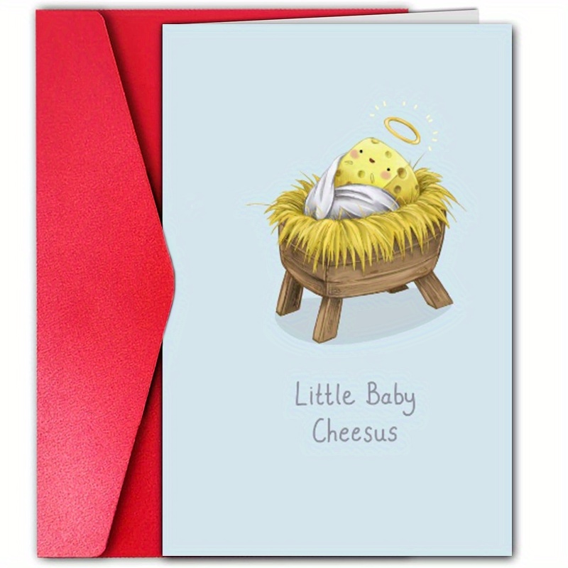 

[jit]1pc, Happy Christmas Time Card, Merry Christmas Card, December Winter Christmas , Funny Cheese Pun Christmas Card, For Friend Family