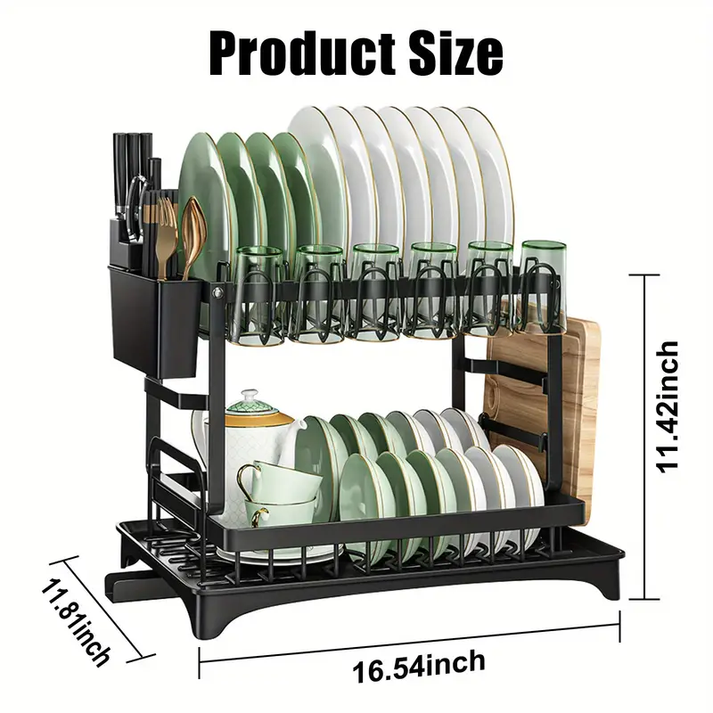 dish drying rack multifunctional dish rack kitchen dish drying rack with space saving 2 tier dish drying rack for kitchen counter sturdy black Product details 1