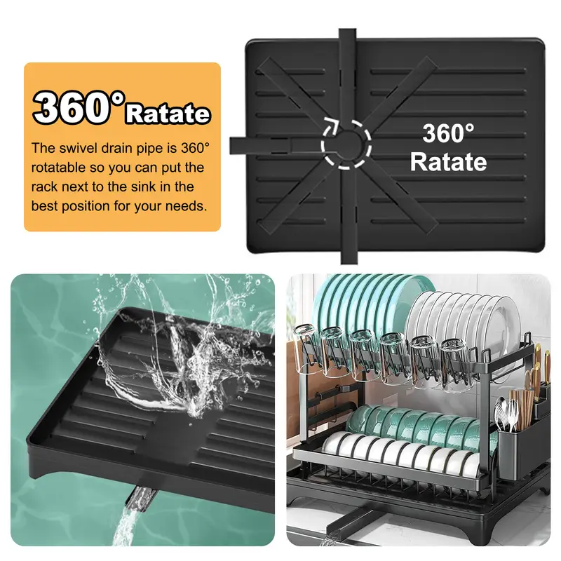dish drying rack multifunctional dish rack kitchen dish drying rack with space saving 2 tier dish drying rack for kitchen counter sturdy black Product details 5