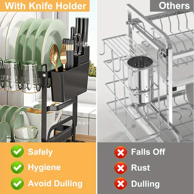 dish drying rack multifunctional dish rack kitchen dish drying rack with space saving 2 tier dish drying rack for kitchen counter sturdy black Product details 2