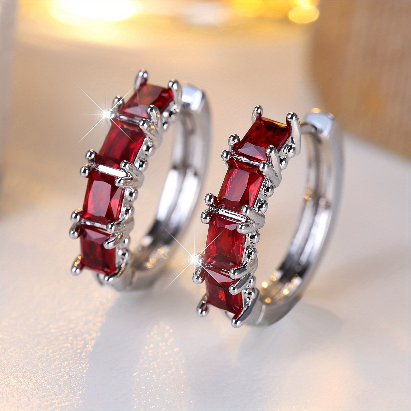 Image of 1-pair Women's Hoop Earrings Suitable For Daily Wear & Vacation - Cute Minimalist Four-prong Small Hoops With K-plug Coating, , Everyday & Travel (no)