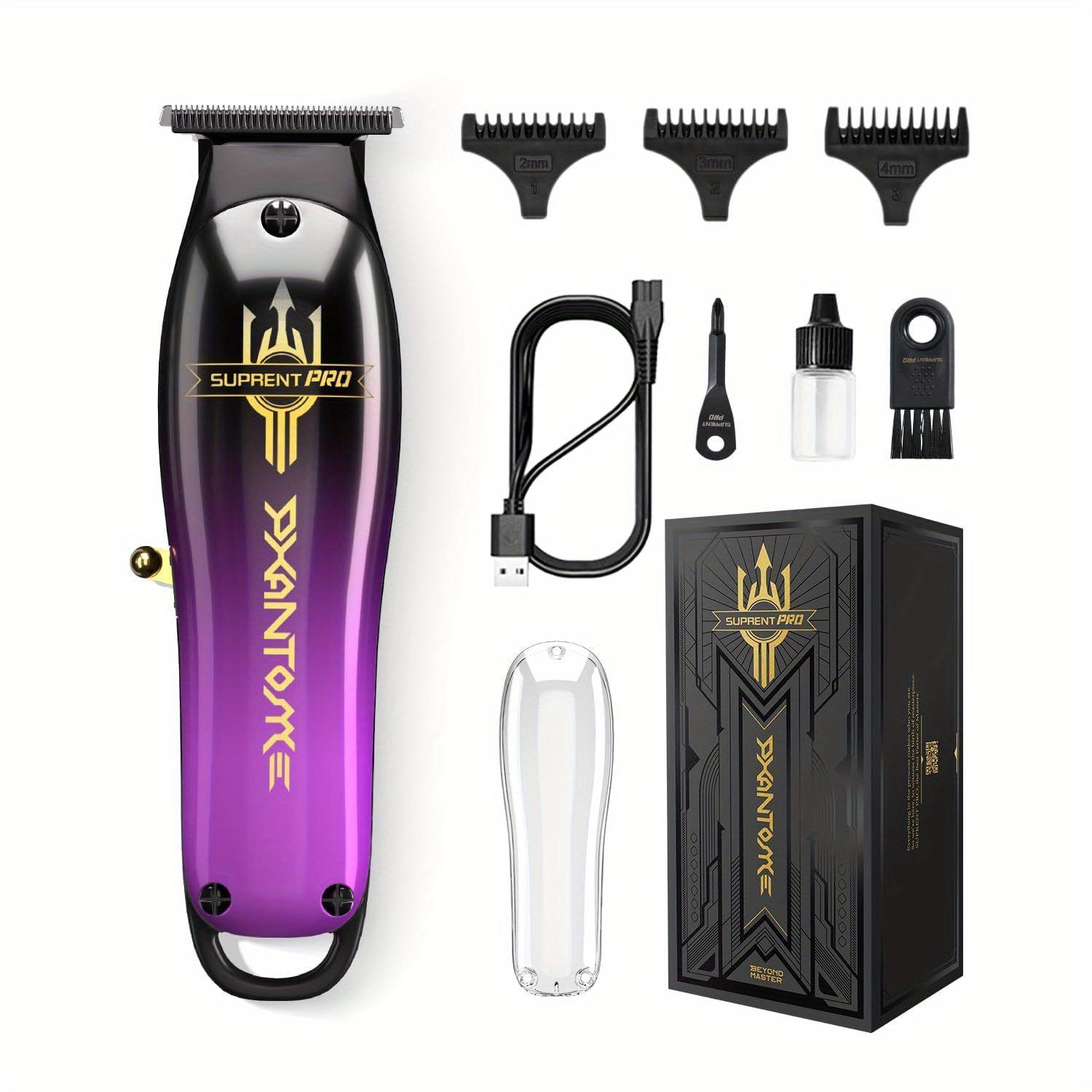 

Men's Professional Hair Trimmer - Men's Barber Trimmer 0 Gapped Trimmer With Ceramic Blades, Cordless Rechargeable Trimmer, Diy Customizable - Purple