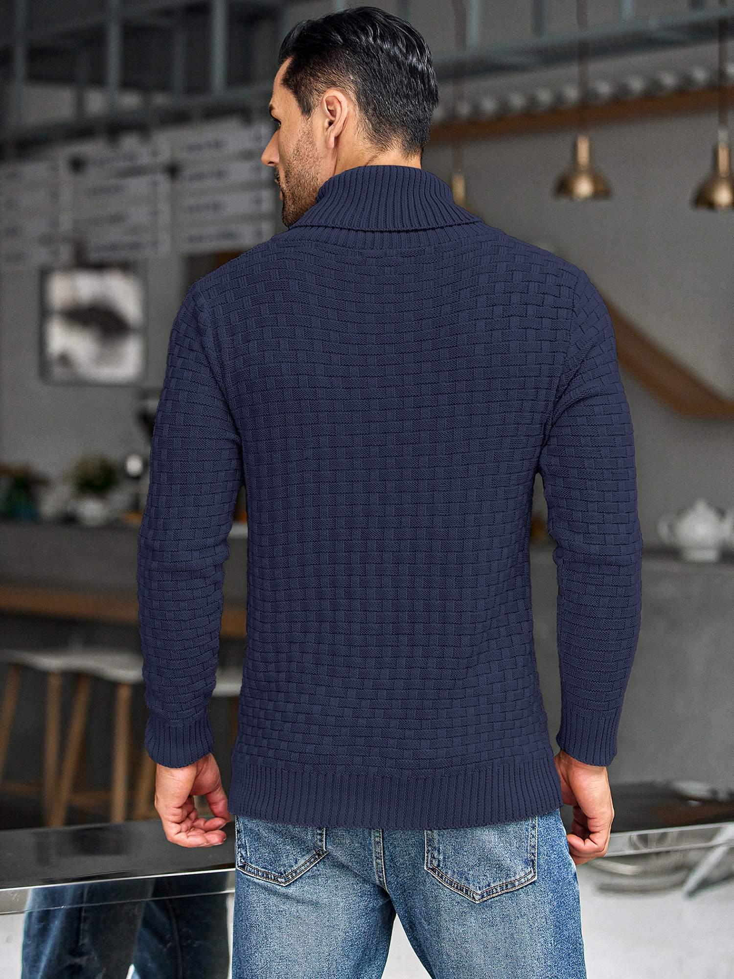 Cable Knit Sweater Casual Dress Sweaters Mens Shawl Collar