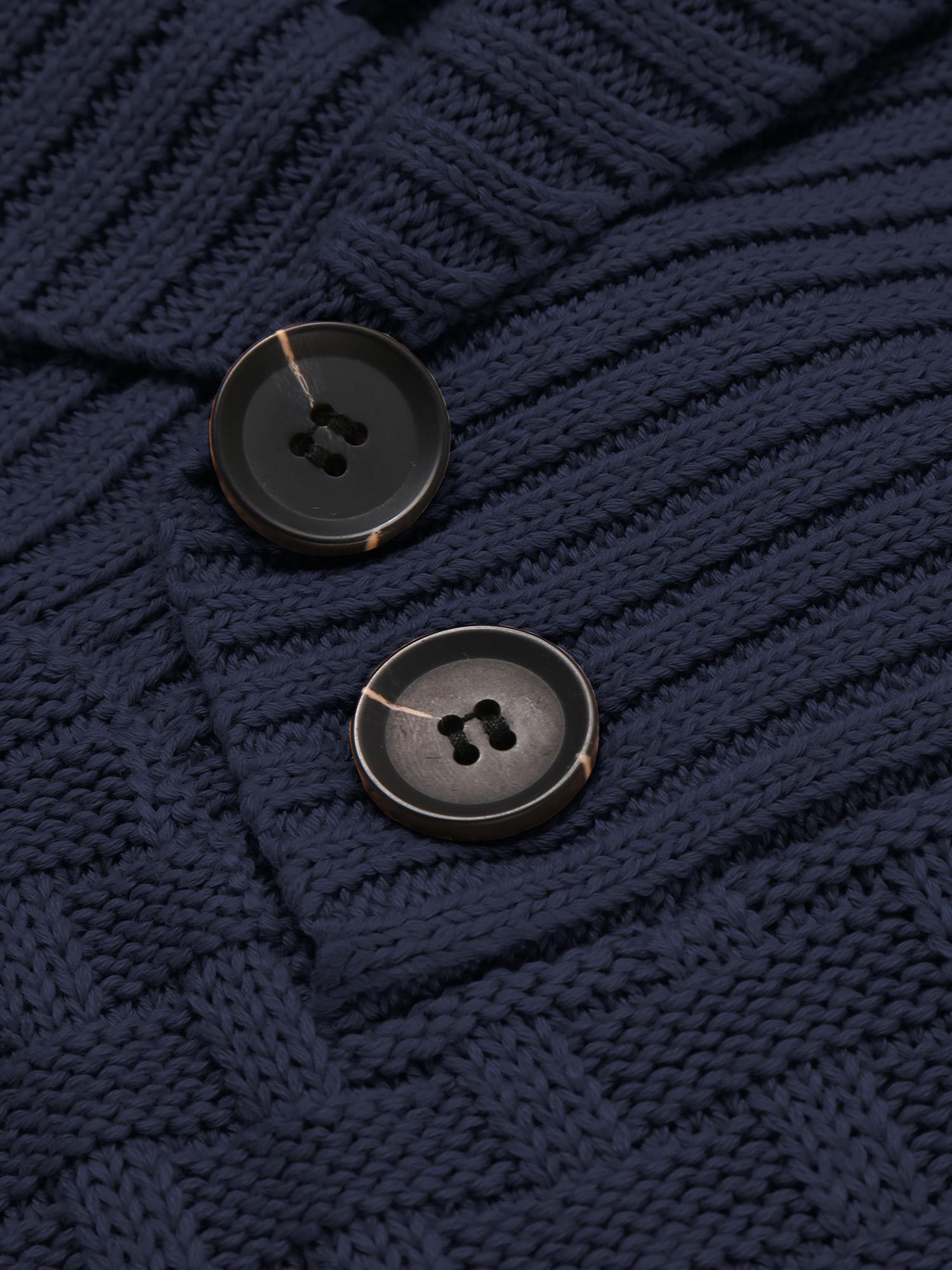 【COSYHARU】Color Scheme Cable Knit S/S Button Collar Ver Men's Shawl Collar Single Button Sweater | ExclusivelyIrish.com