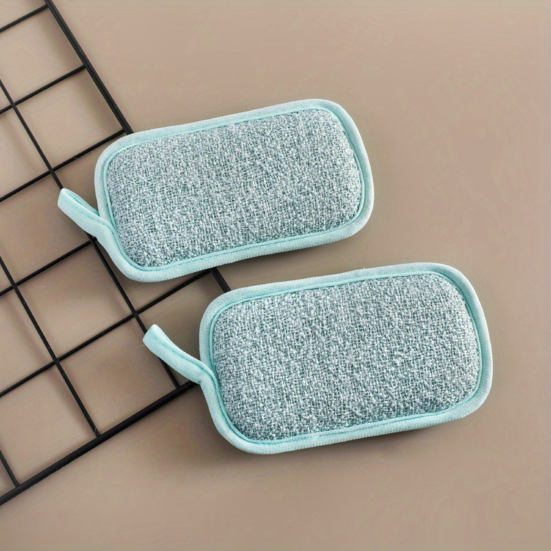 6pcs bamboo fiber non stick oil kitchen sponges multi purpose dishwashing pot scrubbing   for home cleaning details 3