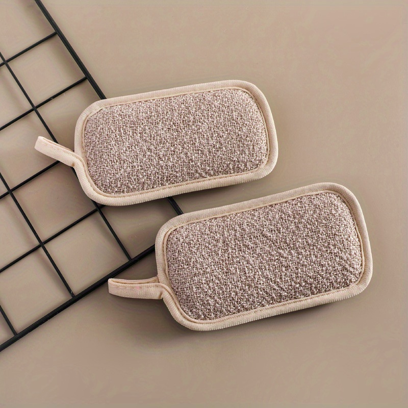 6pcs bamboo fiber non stick oil kitchen sponges multi purpose dishwashing pot scrubbing   for home cleaning details 4