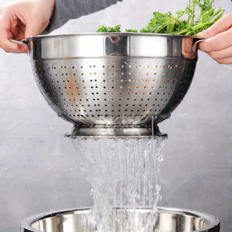Rose Gold Stainless Steel Colander With Handles - Modern Pasta & Veggie Strainer