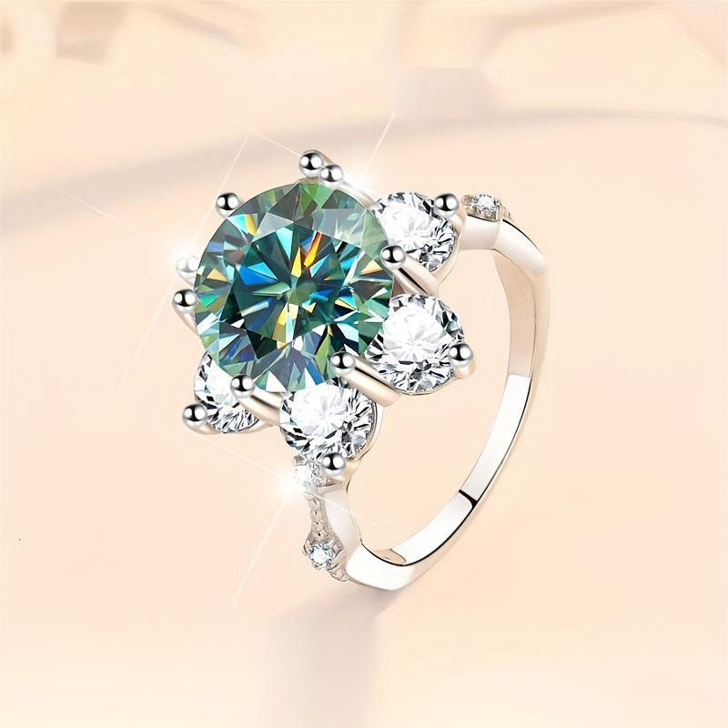 luxurious 5ct green moissanite starburst ring 925 sterling silvery with gift box gra certificate for   for   or parties details 4