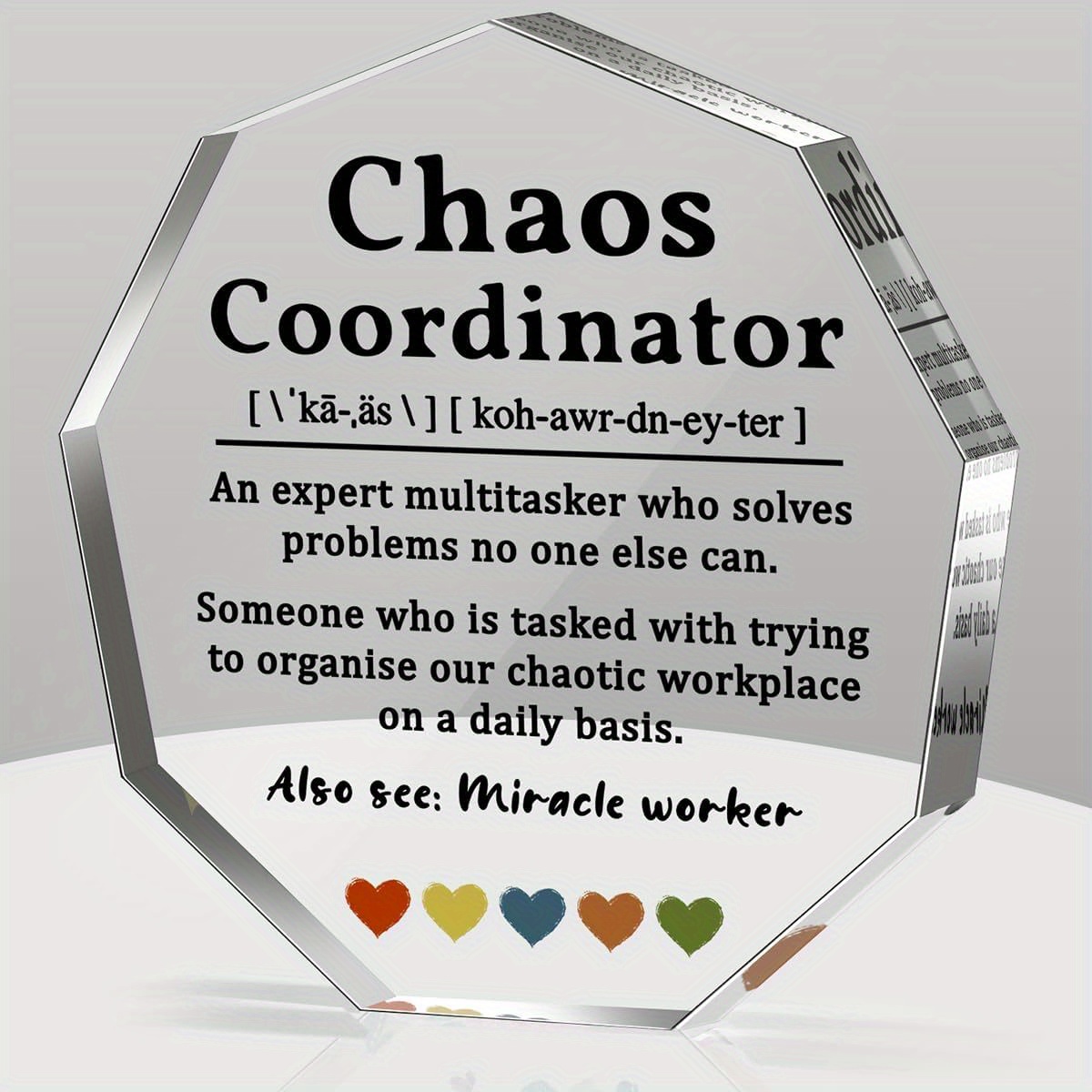 

1pc Acrylic Coordinator Appreciation Plaque - Decorative Sign For Boss, Coworker, , Nurse, , Teacher - Multifunctional Desk Ornament - No Power Supply Needed