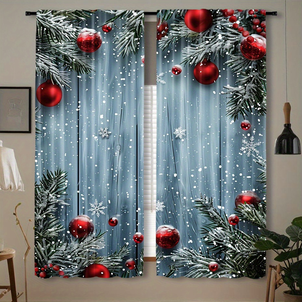 

2pcs Merry Rustic Curtains - Semi-transparent Polyester Drapes For Bedroom And Living Room, Rod Pocket Window Treatment, Home Decor (rod Not Included), Curtains For Living Room